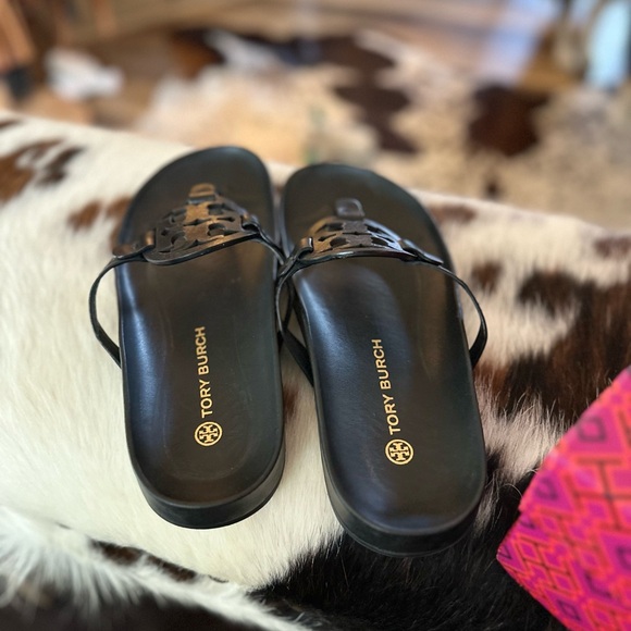 Tory Burch Black Logo Sandals
